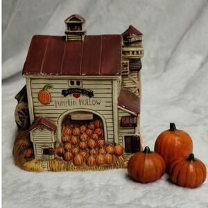 Pumpkin Hollow Farmhouse Barn Figurine Fall Decor Pumpkins Rustic Display